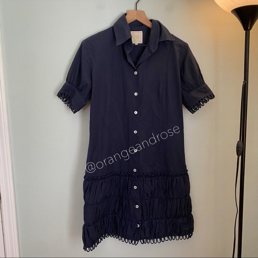 Alicia Bell Navy Blue Button Front Loop Mini Dress 10 - Picture 4 of 12